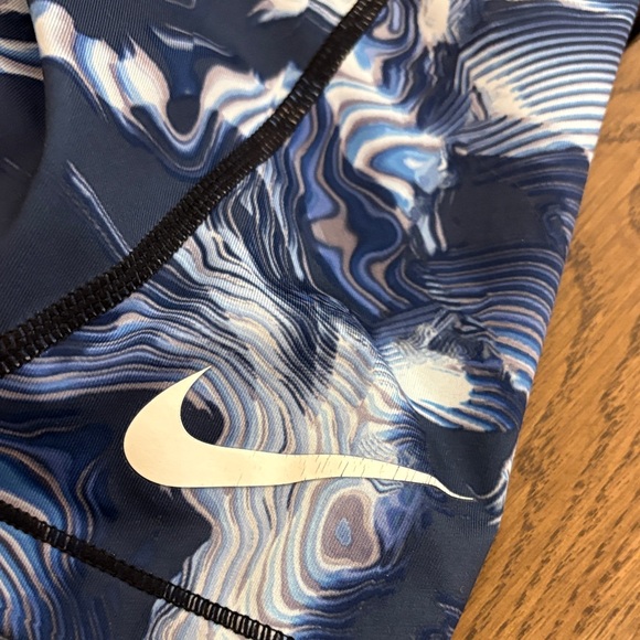 Nike Blue & White Marble Athletic Compression Shorts - Picture 2 of 4